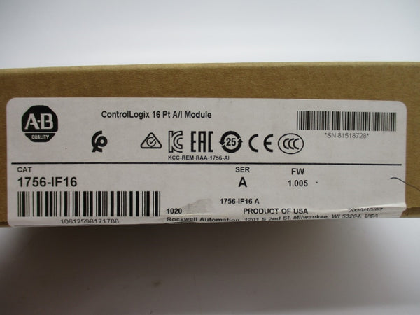 ALLEN BRADLEY 1756-IF16 SER. A F/W 1.005 DATE: 2020 NSFS