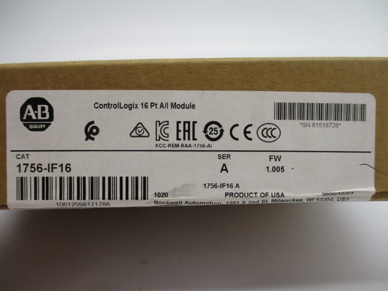 ALLEN BRADLEY 1756-IF16 SER. A F/W 1.005 DATE: 2020 NSFS