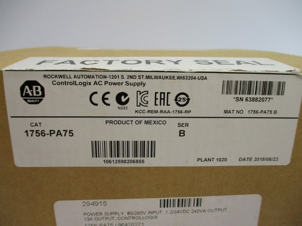 ALLEN BRADLEY 1756-PA75 SER. B NSMP