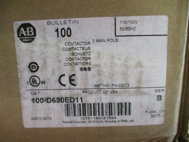 ALLEN BRADLEY 100-D630ED11 SER. B 110-130V 800A (BR/WH) NSMP