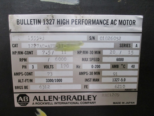 ALLEN BRADLEY 1227AC-AFL-11-E SER. A 170V 73A NSNP