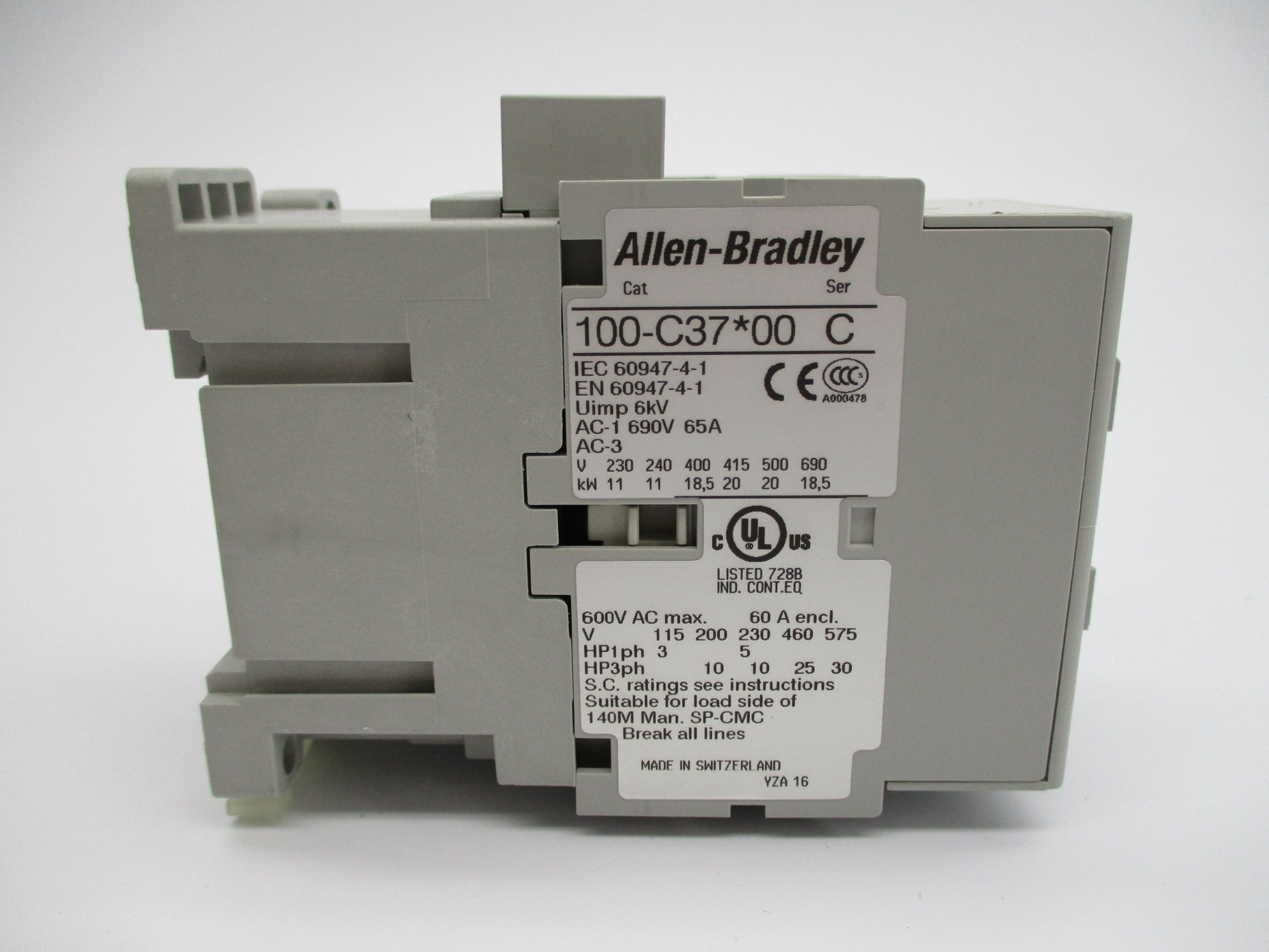 ALLEN BRADLEY 100-C37D00 SER. C 110/120V 37A (BR/WH) NSMP