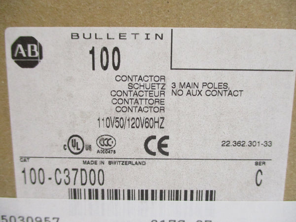 ALLEN BRADLEY 100-C37D00 SER. C 110/120V 37A (BR/WH) NSMP