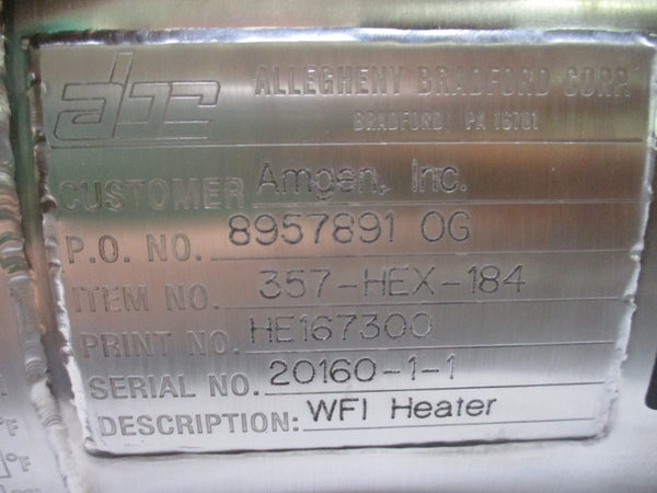 ALLEGHENY BRADFORD 357-HEX-184 HE167300 150PSI 375'F NSNP