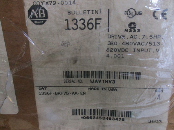 ALLEN BRADLEY 1336F-BRF75-AA-EN SER. A F/W 4.001 380-480VAC NSMP