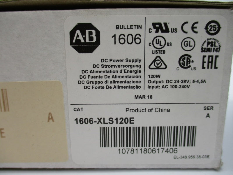 ALLEN BRADLEY 1606-XLS120E SER. A 100-240VAC 1.4-0.65A NSMP
