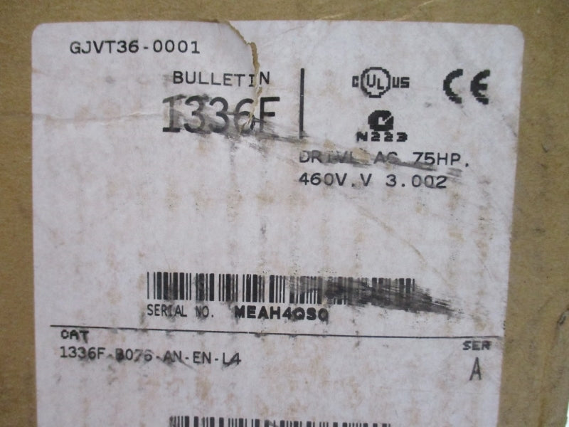ALLEN BRADLEY 1336F-B076-AN-EN-L4 SER. A 460VAC NSMP