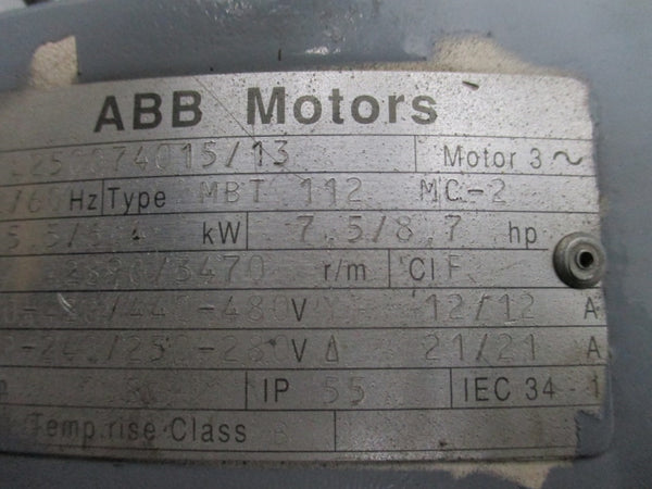 ABB MOTORS L250074015/13 W/ TRI-CLOVER 0218MF112 380-420/440-480V 21/21A NSNP