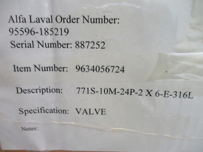 ALFA LAVAL 771S-10M-24P-2 X 6-E-316L NSMP