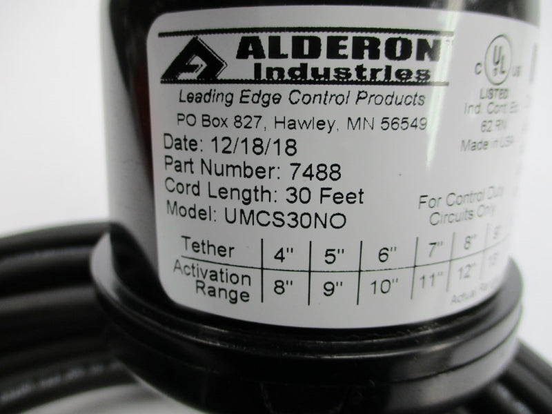 ALDERON INDUSTRIES 7488 UMCS30NO 120/230VAC 4A 30FT NSNP