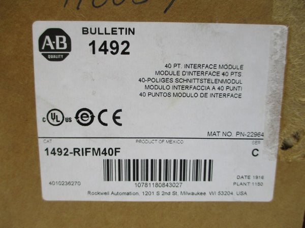 ALLEN BRADLEY 1492-RIFM40F SER. C 0-132VAC/DC (BR/WH) NSMP