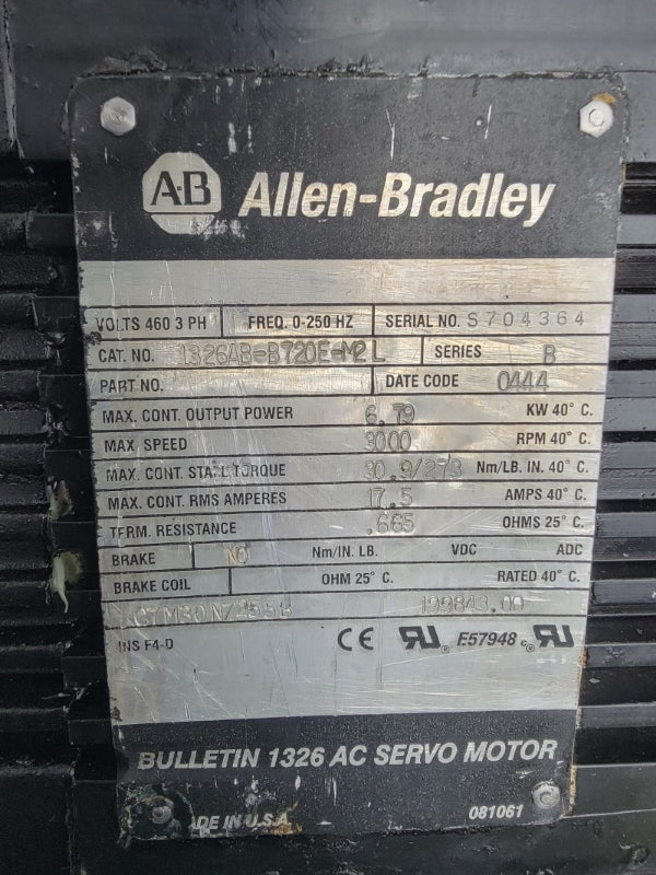 ALLEN BRADLEY 1326AB-B720E-M2L SER. B 17.5A (AS PICTURED) NSNP