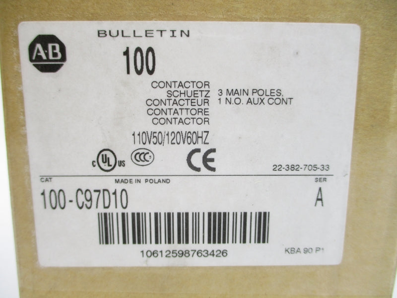 ALLEN BRADLEY 100-C97D10 SER. A 110/120V (BR/WH) NSMP