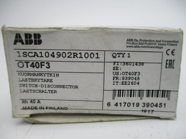 ABB OT40F3 1SCA104902R1001 600VAC 40A NSMP