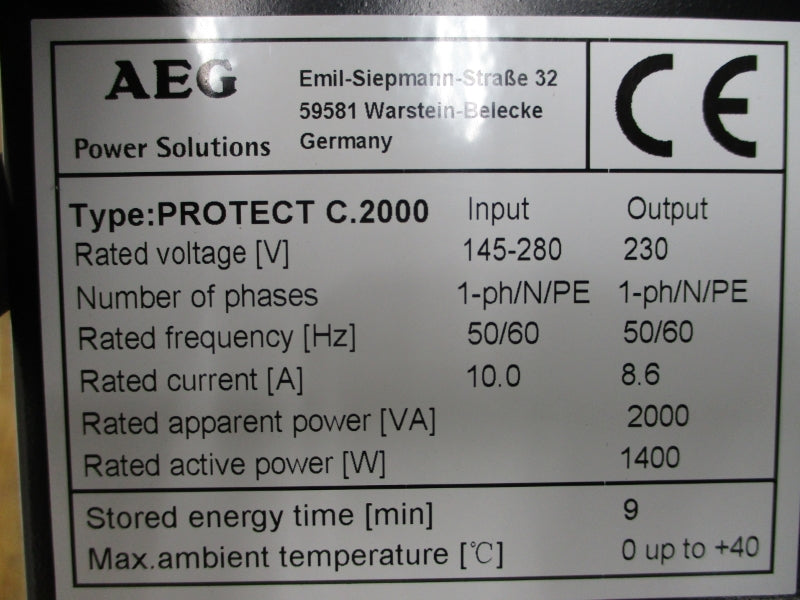 AEG PROTECT C.2000 145-280V 10.0A NSMP