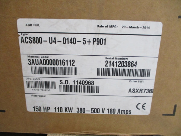 ABB ACS800-U4-0140-5+P901 380-500VAC 180A NSMP