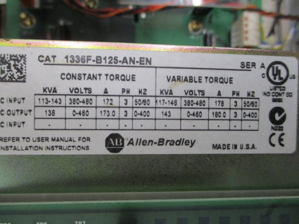 ALLEN BRADLEY 1336F-B125-AN-EN SER. A 380-480V 173.0A NSNP