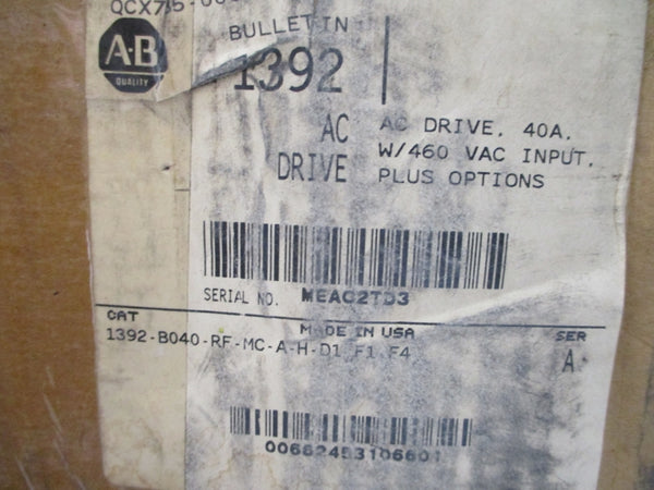 ALLEN BRADLEY 1392-B040-RF-MC-A-H-D1-F1-F4 SER. A 440/460VAC 14/21A NSMP