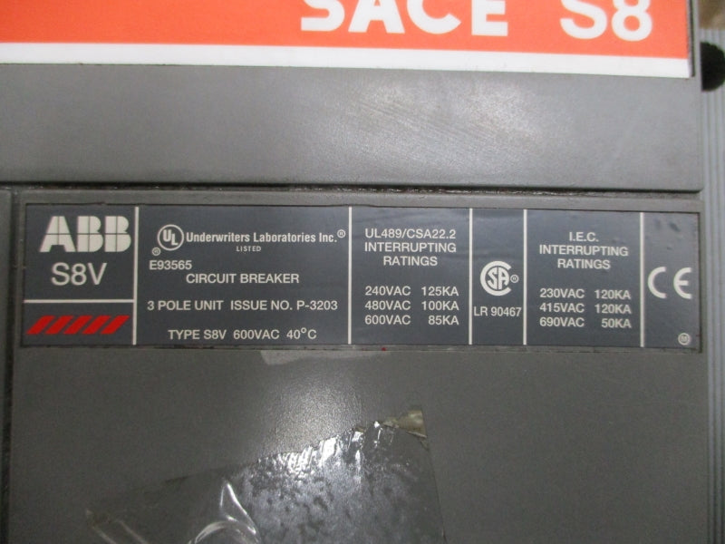 ABB S8V16EW4P404X 600VAC 1600A NSMP