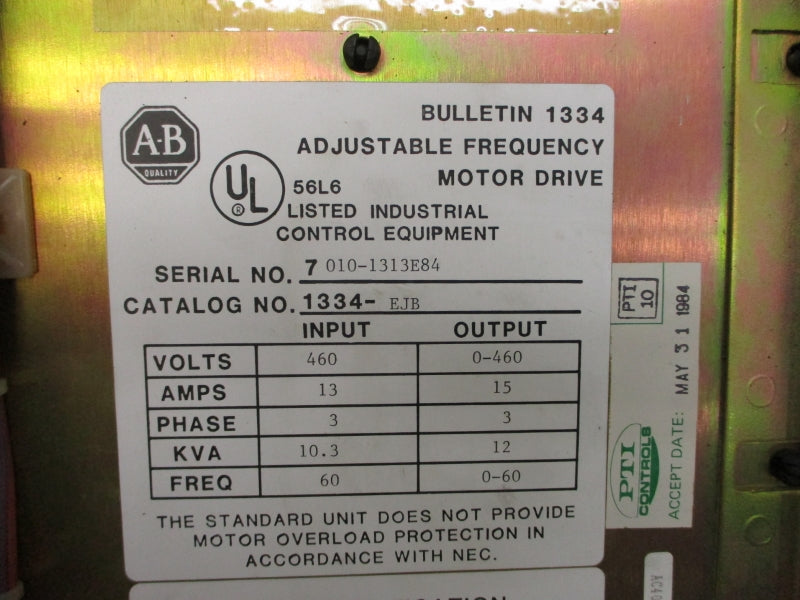 ALLEN BRADLEY 1334-EJB 460V 26A NSNP
