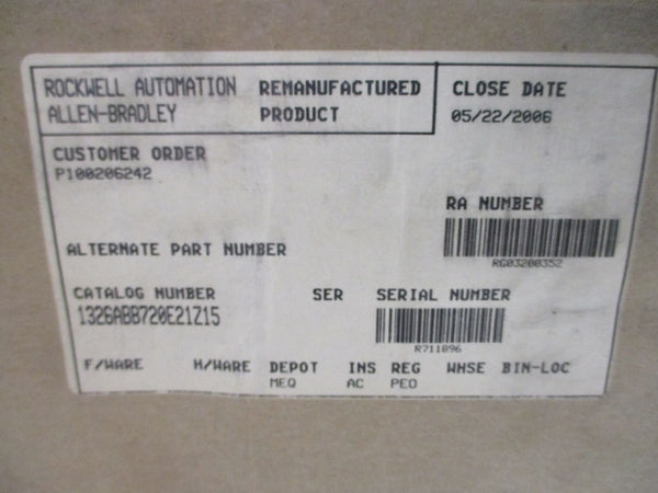 ALLEN BRADLEY 1326AB-B720E-21-Z15 SER. A 460V 17.5A REMAN