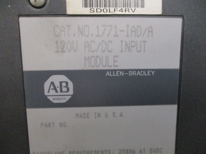 ALLEN BRADLEY 1771-IAD SER. A 120VAC/DC UNMP