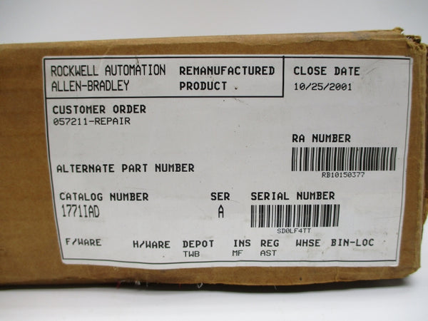 ALLEN BRADLEY 1771-IAD SER. A 120VAC/DC REMAN