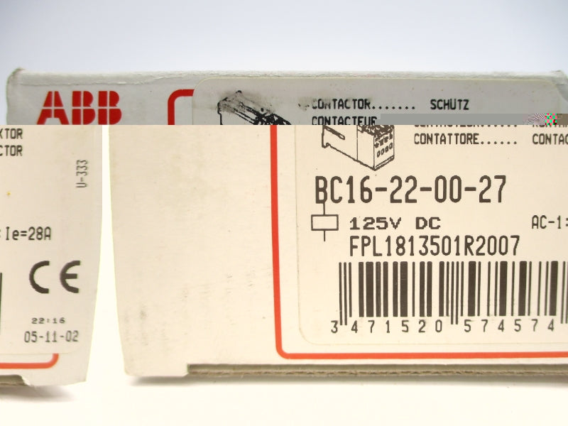 ABB BC16-22-00-27 125VDC 28A NSMP