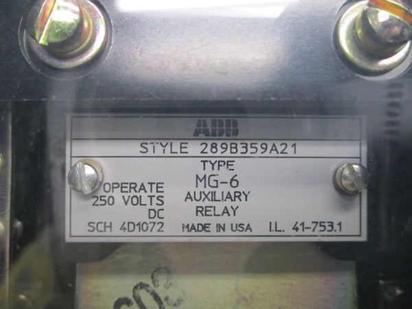 ABB 289B359A21 MG-6 250VDC NSNP