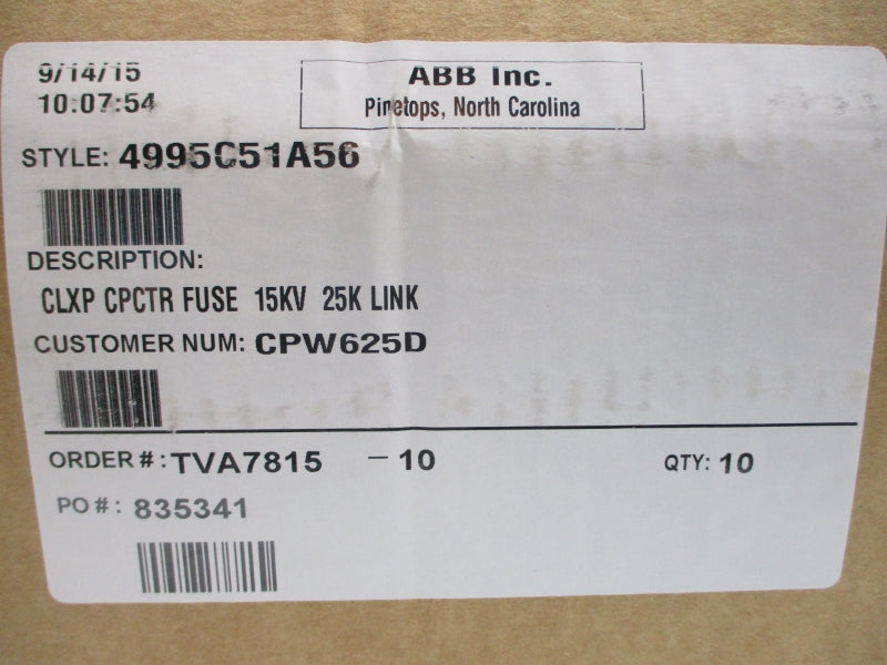 ABB 4995C51A56 15KV (PKG OF 10) NSMP