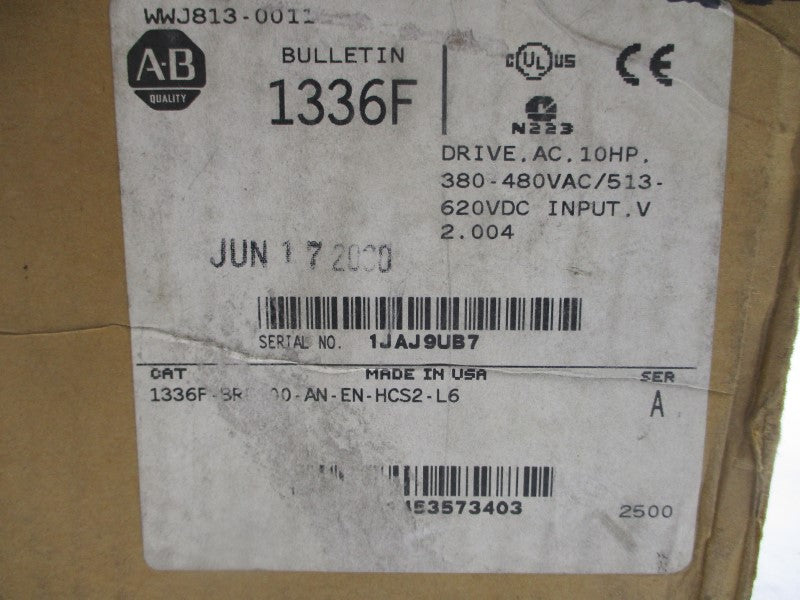 ALLEN BRADLEY 1336F-BRF100-AN-EN-HCS2-L6 SER. A 380/480VAC 22.4A NSMP