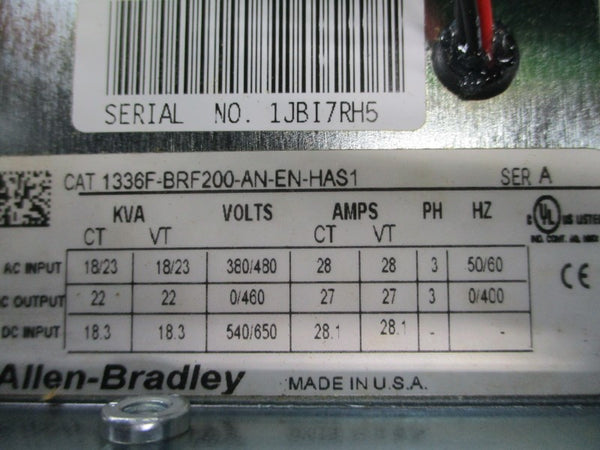 ALLEN BRADLEY 1336F-BRF200-AN-EN-HAS1 SER. A 380/480VAC 28A NSNP