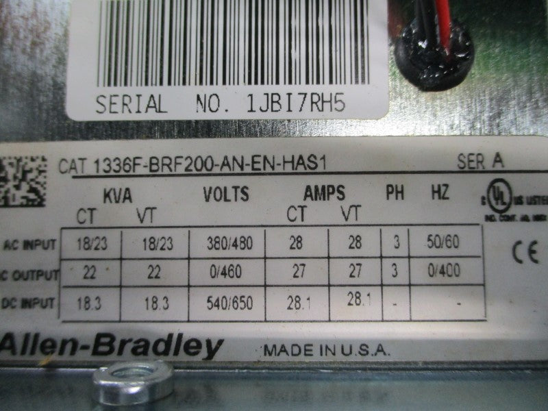 ALLEN BRADLEY 1336F-BRF200-AN-EN-HAS1 SER. A 380/480VAC 28A NSNP