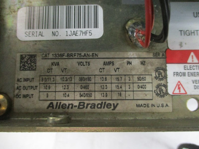 ALLEN BRADLEY 1336F-BRF75-AN-EN SER. A 380/480VAC 16A (AS PICTURED) UNMP