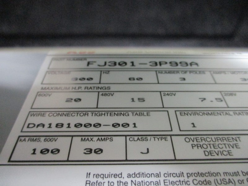 ABB FJ301-3P99A 600V 30A NSMP