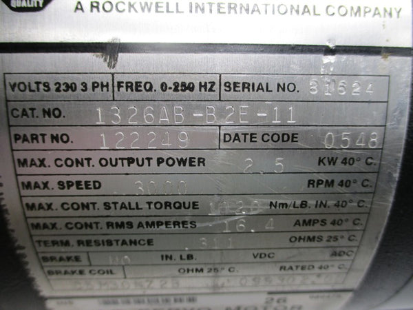 ALLEN BRADLEY 1326AB-B2E-11 16.4A REMAN