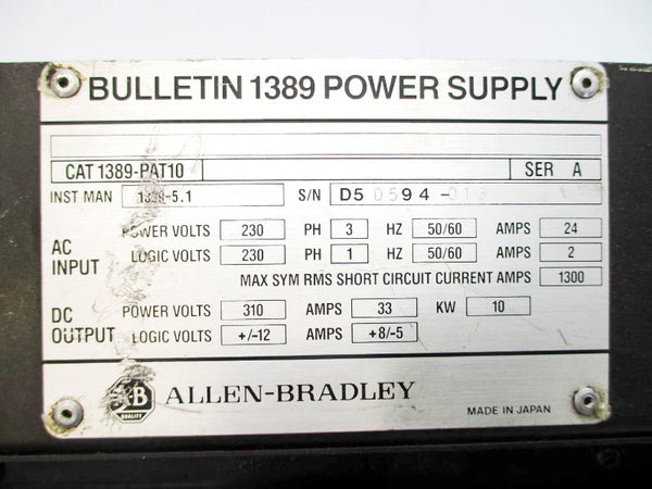 ALLEN BRADLEY 1389-PAT10 SER. A 230VAC 24A UNMP