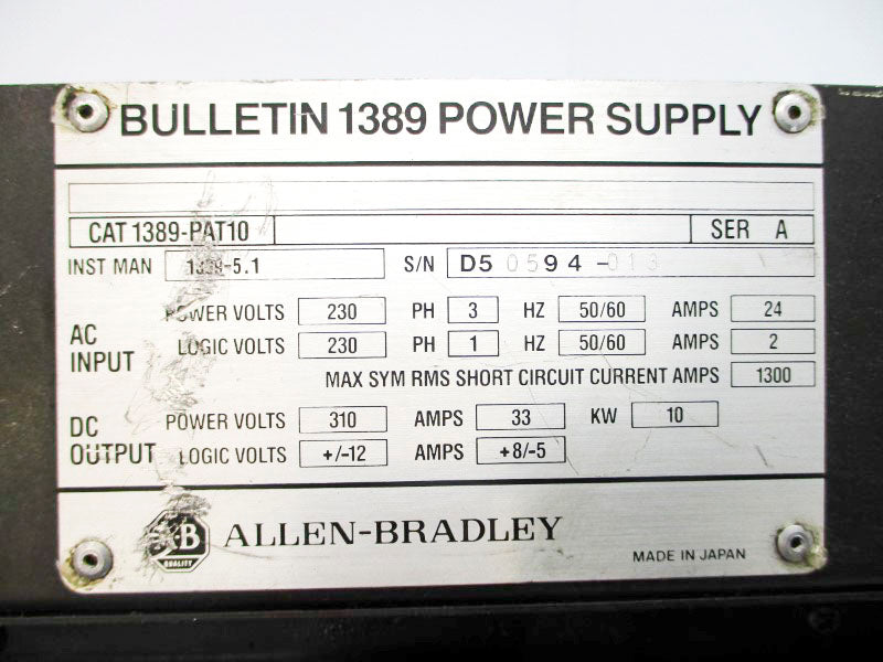 ALLEN BRADLEY 1389-PAT10 SER. A 230VAC 24A UNMP