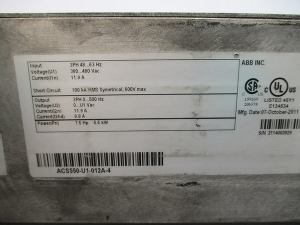 ABB ACS550-U1-012A-4 380-480VAC 11.9A UNMP
