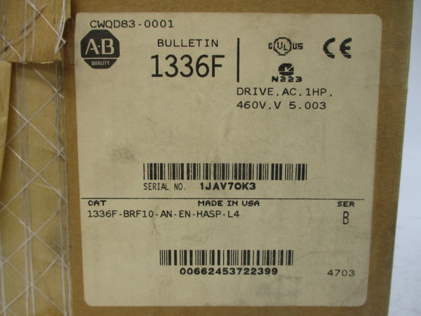 ALLEN BRADLEY 1336F-BRF10-AN-EN-HASP-L4 SER. B 380/480VAC 2.6/2.8A NSMP