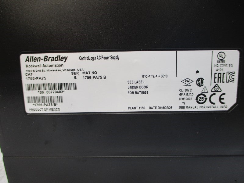 ALLEN BRADLEY 1756-PA75 SER. B (AS PICTURED) NSMP