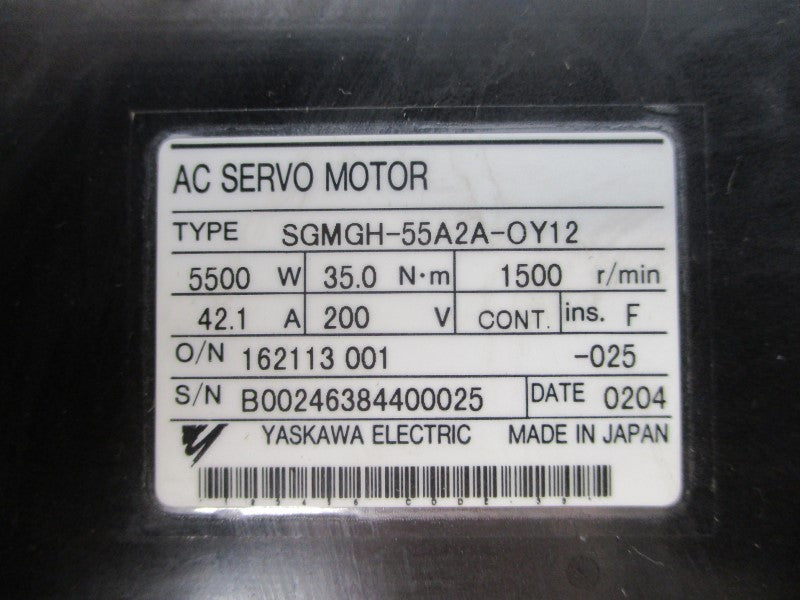 YASKAWA ELECTRIC SGMGH-55A2A-OY12 200VAC 42.1A UNMP