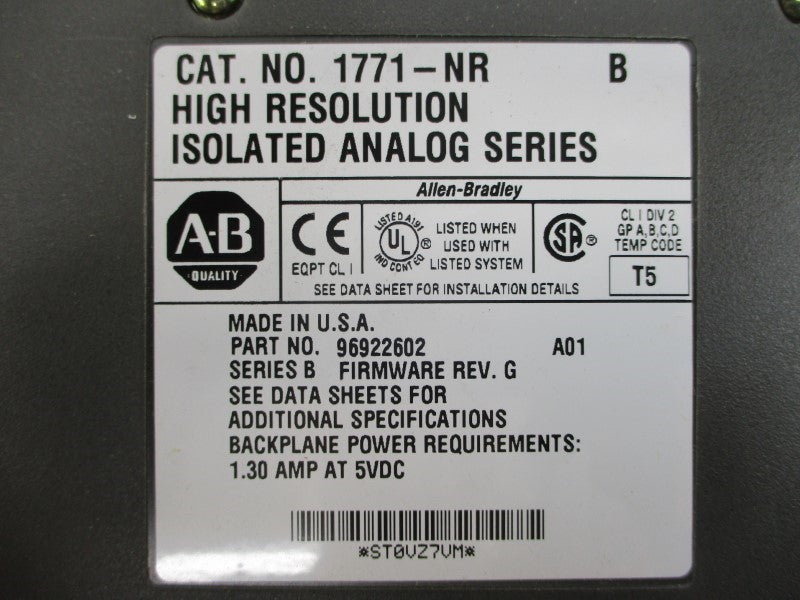 ALLEN BRADLEY 1771-NR SER. B F/W G 5VDC 1.30A UNMP