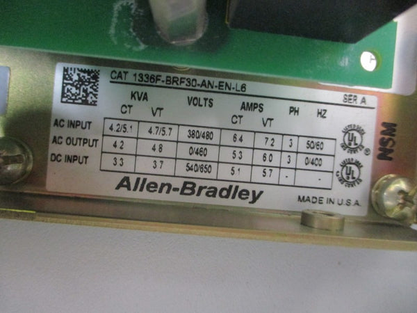 ALLEN BRADLEY 1336F-BRF30-AN-EN-L6 SER. A 380/480VAC 6.4/7.2A NSNP