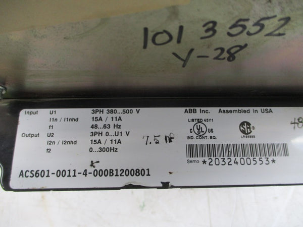 ABB ACS601-0011-4-000B1200801 380-500V 15/11A UNMP
