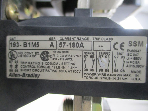 ALLEN BRADLEY 104-B180ND3 SER. A 110/120V 57-180A UNMP