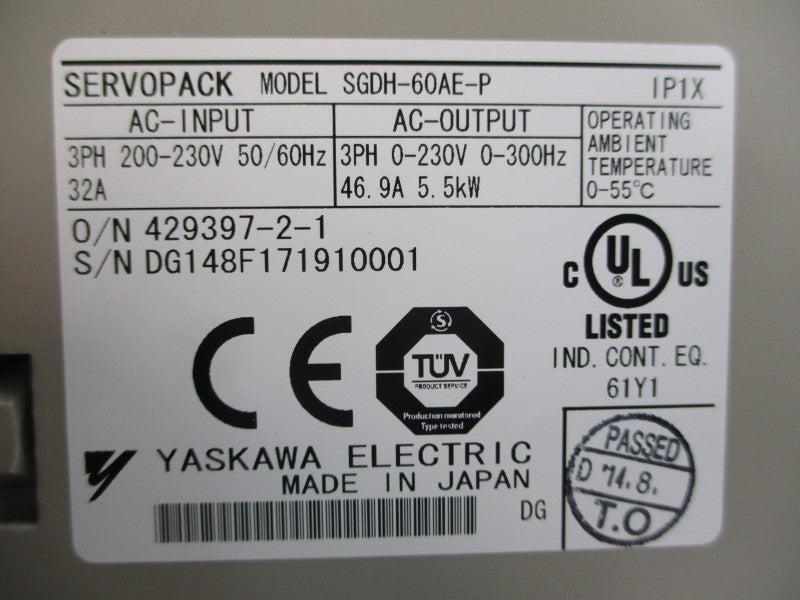 YASKAWA ELECTRIC SGDH-60AE-P 200-230VAC 32A NSMP