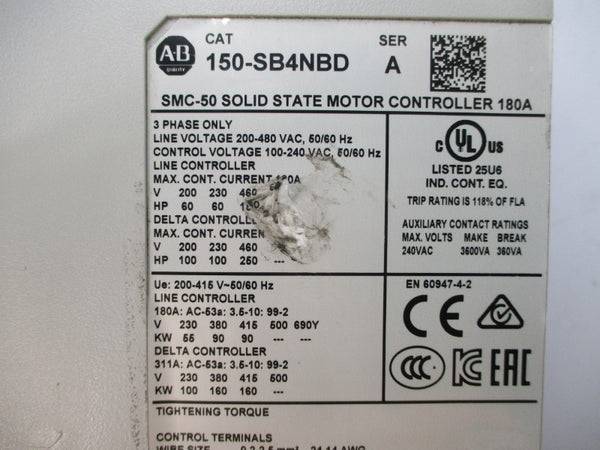 ALLEN BRADLEY 150-SB4NBD SER. A 460VAC 180A (AS PICTURED) NSNP