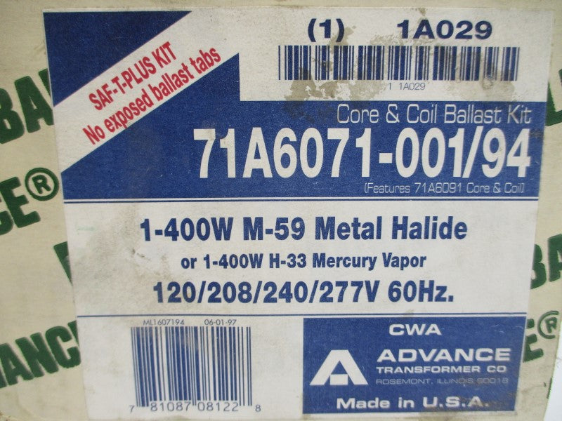 ADVANCE 71A6071-001/94 1A029 277V NSMP
