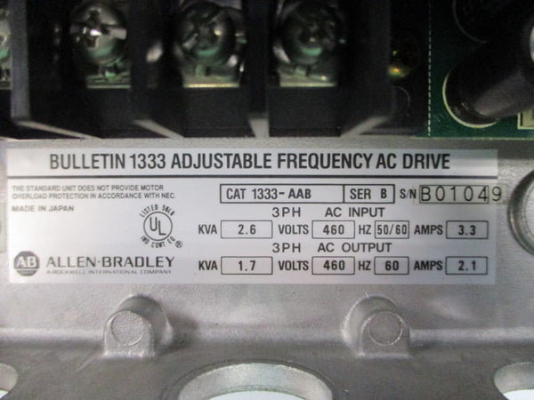 ALLEN BRADLEY 1333-AAB SER. B 460VAC 3.3A NSNP